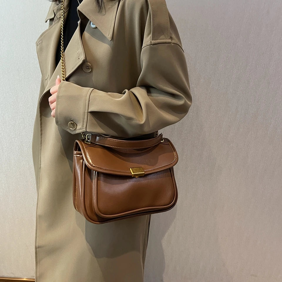 British Vintage Women's Double Chain Cross Body Shoulder Hobo Bags