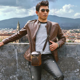 Bull Leather Multifunction Small Messenger Crossbody Bag Phone Pouch Men 1167