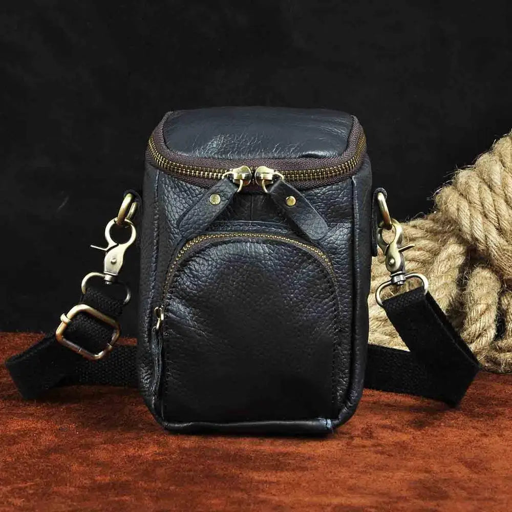 Bull Leather Multifunction Small Messenger Crossbody Bag Phone Pouch Men 1167