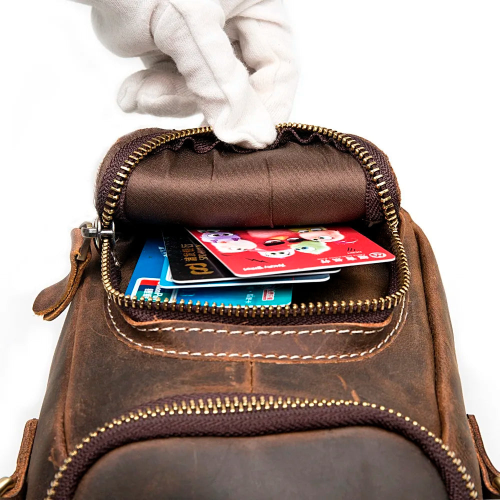 Bull Leather Multifunction Small Messenger Crossbody Bag Phone Pouch Men 1167