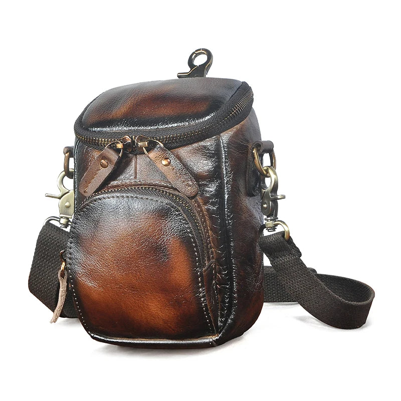 Bull Leather Multifunction Small Messenger Crossbody Bag Phone Pouch Men 1167