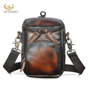 Bull Leather Multifunction Small Messenger Crossbody Bag Phone Pouch Men 1167