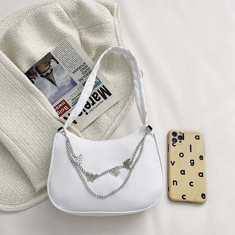 Solid Nylon Women's Shoulder Bag Ladies Handbag Girls Purse