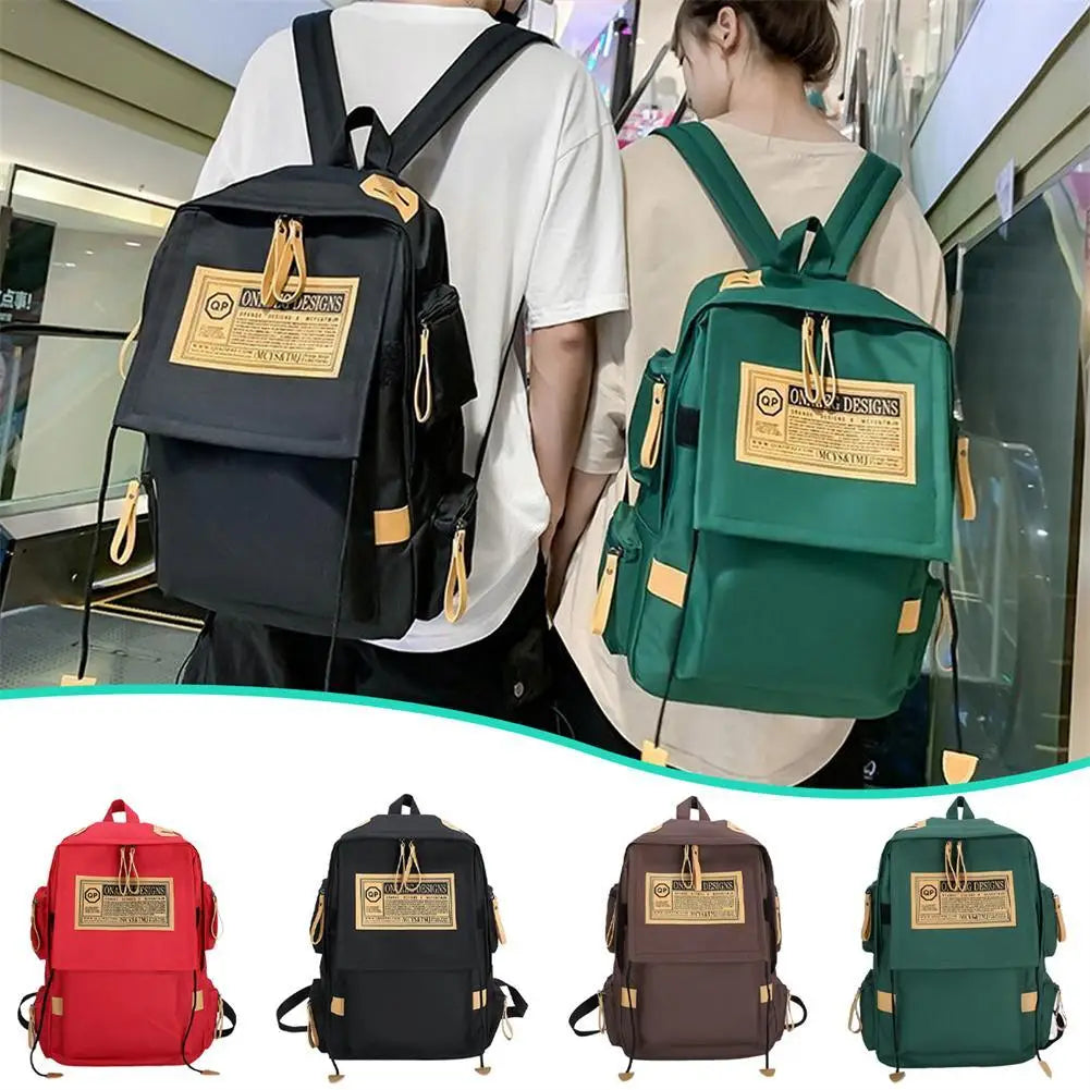 Canvas Backpack Large-Capacity Travel Computer School Bag Couple Preppy Style