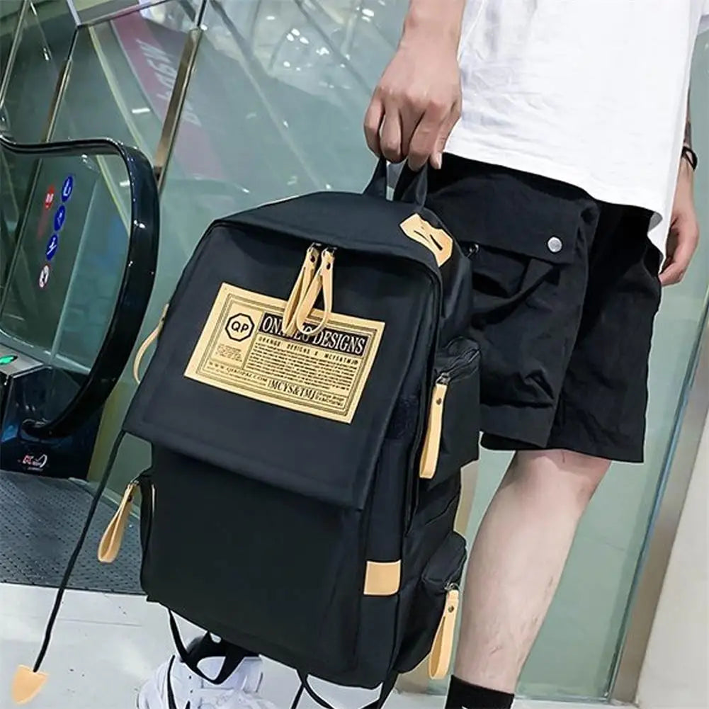 Canvas Backpack Large-Capacity Travel Computer School Bag Couple Preppy Style