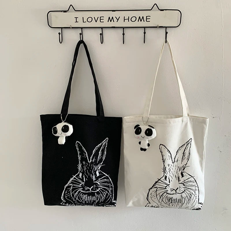 Canvas Shoulder Bag Lightweight Student Cloth Bag Japanese Cartoon Printing