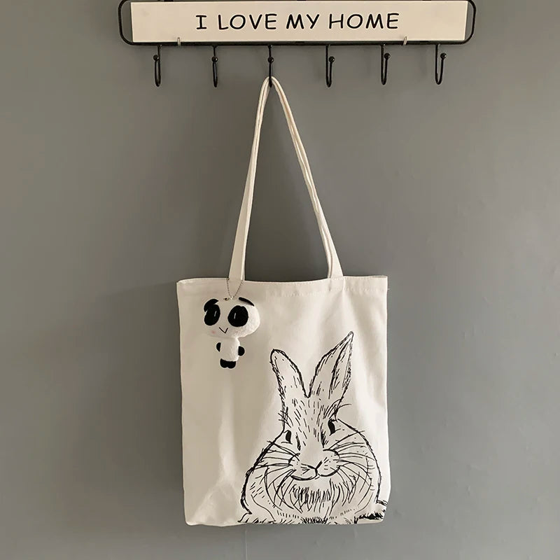 Canvas Shoulder Bag Lightweight Student Cloth Bag Japanese Cartoon Printing