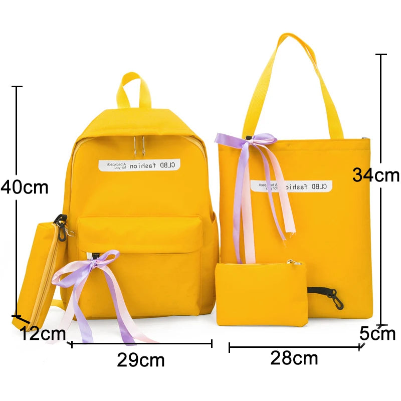 Canvas Student Bag Female Backpack Tassel School Bags for Girls