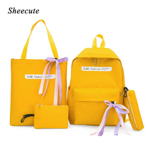 Canvas Student Bag Female Backpack Tassel School Bags for Girls