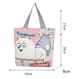 Cartoon Dogs Cats Canvas Tote Bag Big Size Shoulder Bag for Women Girls