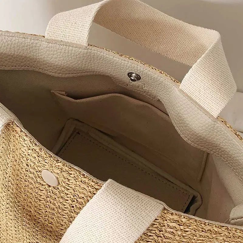 Capacity Straw Bags Women Woven Basket Bolsa Tote Summer Bohemian Beach