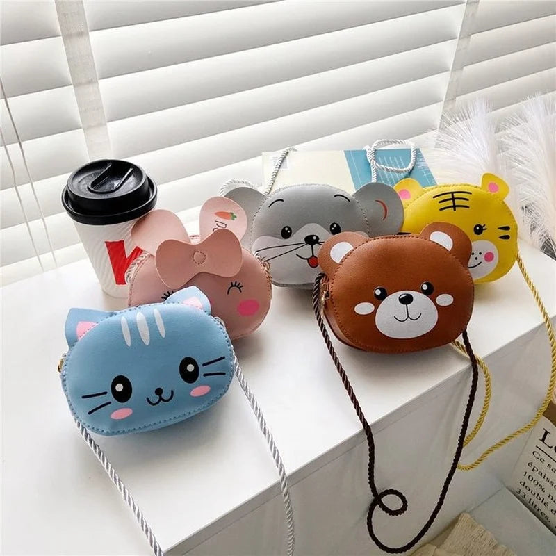 Cat Kids Mini Handbag Girls PU Leather Small Shoulder Crossbody Bag