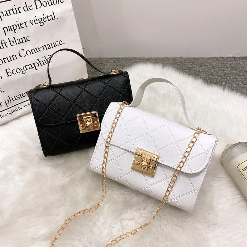 Casual Chain Crossbody Bag Women Shoulder Handbag PU Leather Messenger