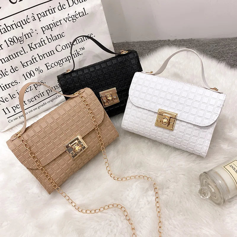 Casual Chain Crossbody Bag Women Shoulder Handbag PU Leather Messenger
