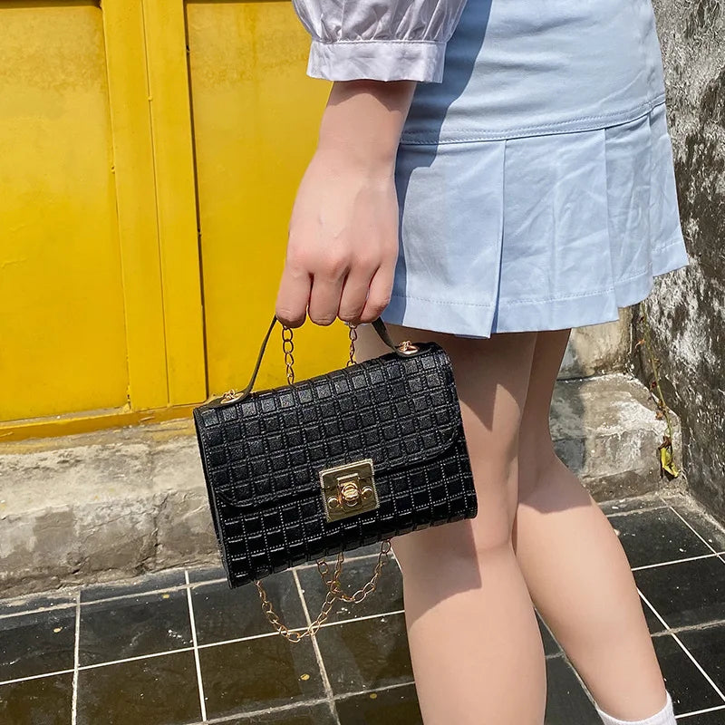Casual Chain Crossbody Bag Women Shoulder Handbag PU Leather Messenger