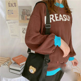 Casual Bear Messenger Bag Girl Canvas Shoulder Bag Women Crossbody Bag