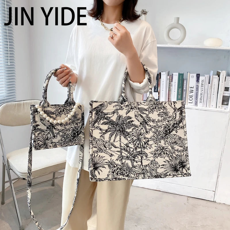 Casual Embroidery Handbag Large Capacity Shoulder Tote Clutch