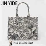 Casual Embroidery Handbag Large Capacity Shoulder Tote Clutch