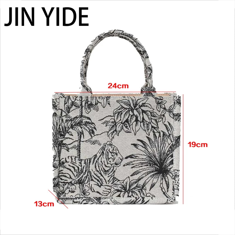 Casual Embroidery Handbag Large Capacity Shoulder Tote Clutch