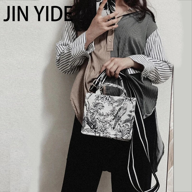 Casual Embroidery Handbag Large Capacity Shoulder Tote Clutch