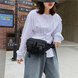 Casual Dark Wind Belt Bag Harajuku Canvas Chest Bag Unisex Waist Crossbody Bag