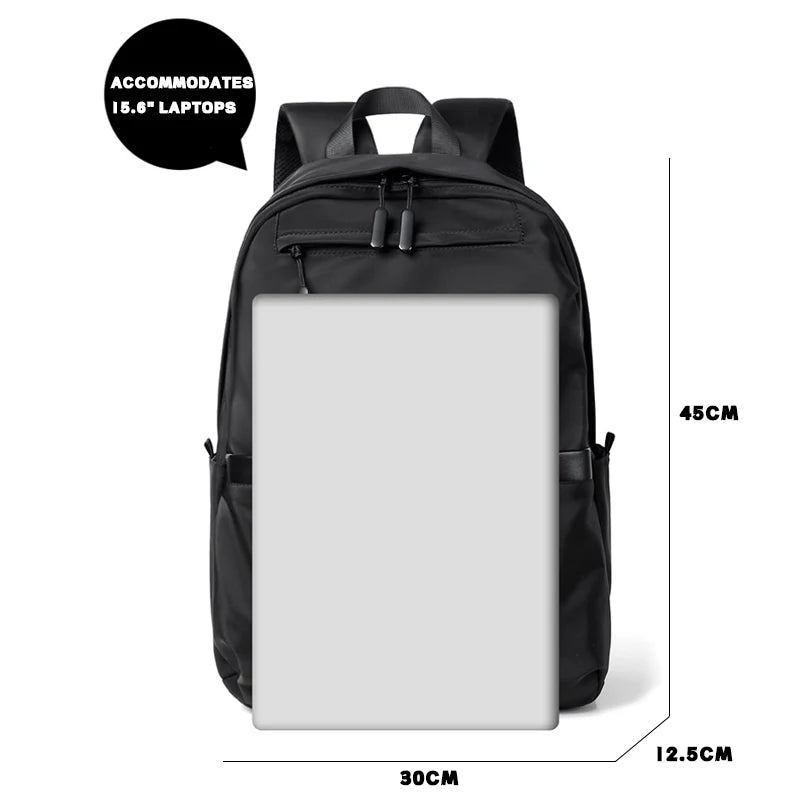 Casual Men's Business Backpack Nylon Solid Large Capacity Student Schoolbag