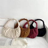 Casual Corduroy Women's Shoulder Bags Half Moon Handbags