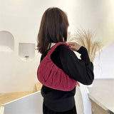 Casual Corduroy Women's Shoulder Bags Half Moon Handbags