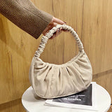 Casual Corduroy Women's Shoulder Bags Half Moon Handbags