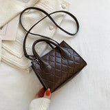Plaid Leather Shoulder Bag Soft Crossbody Bag for Women