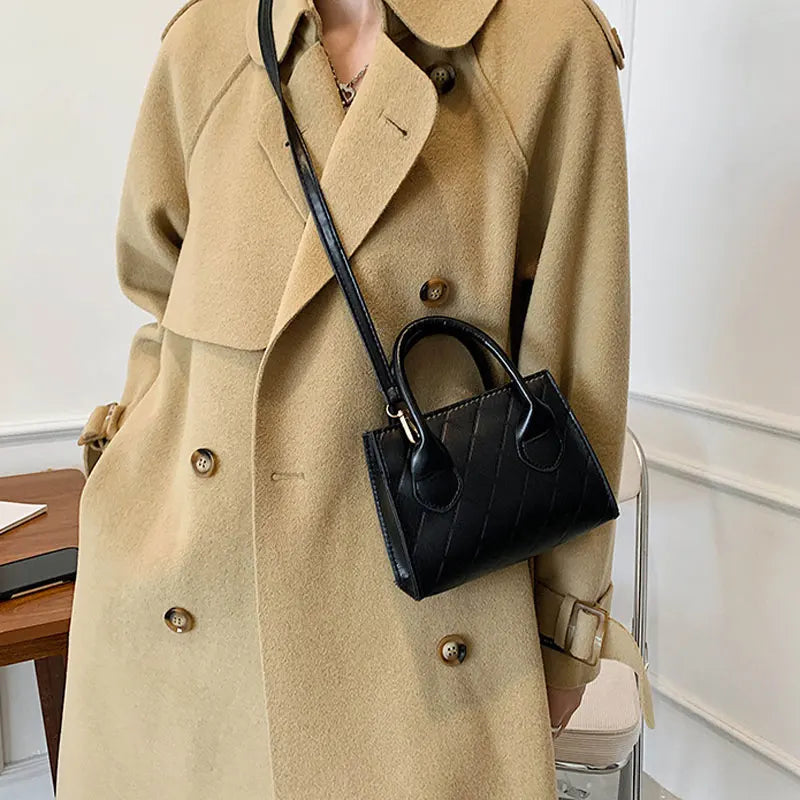 Plaid Leather Shoulder Bag Soft Crossbody Bag for Women