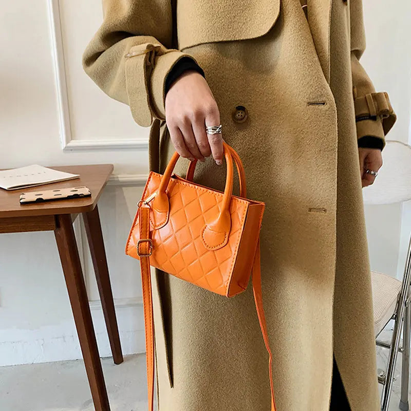 Plaid Leather Shoulder Bag Soft Crossbody Bag for Women