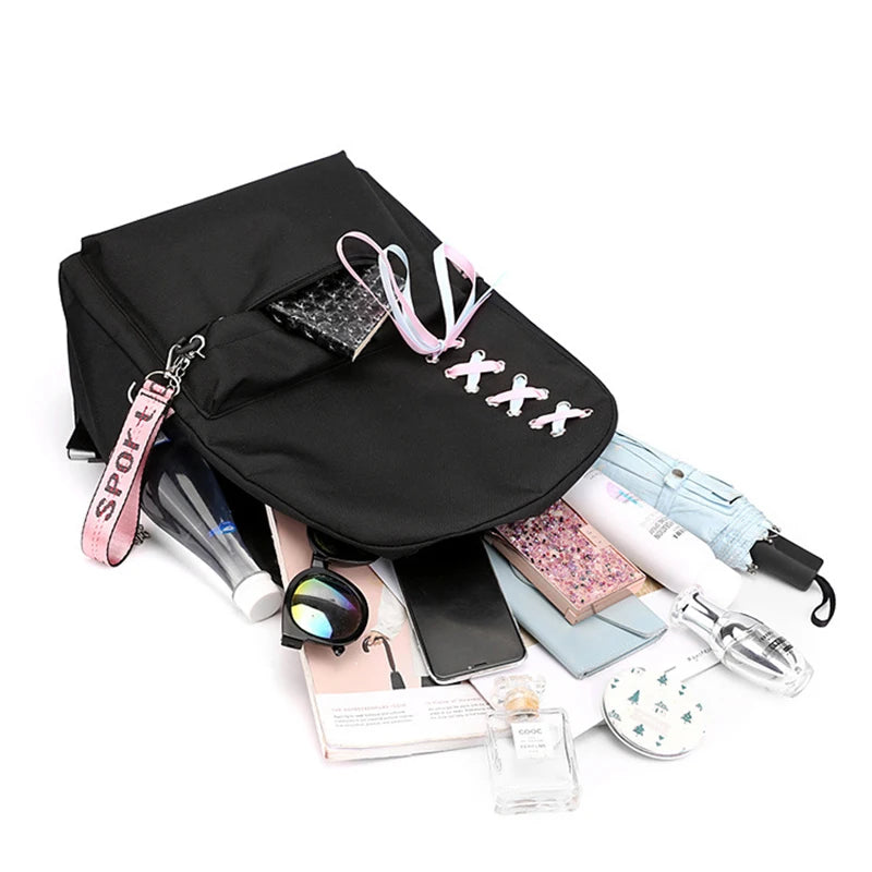 Casual Women Backpack Large Capacity Student School Bags USB Charging
