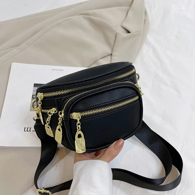 Casual Leather Crossbody Chest Bag for Women Travel Waist Fanny Pack