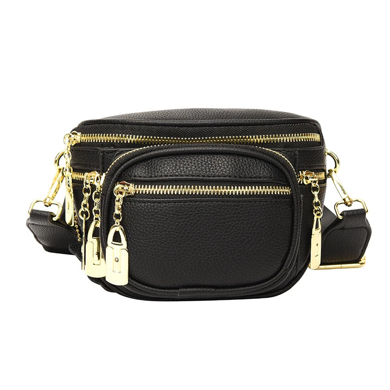 Casual Leather Crossbody Chest Bag for Women Travel Waist Fanny Pack