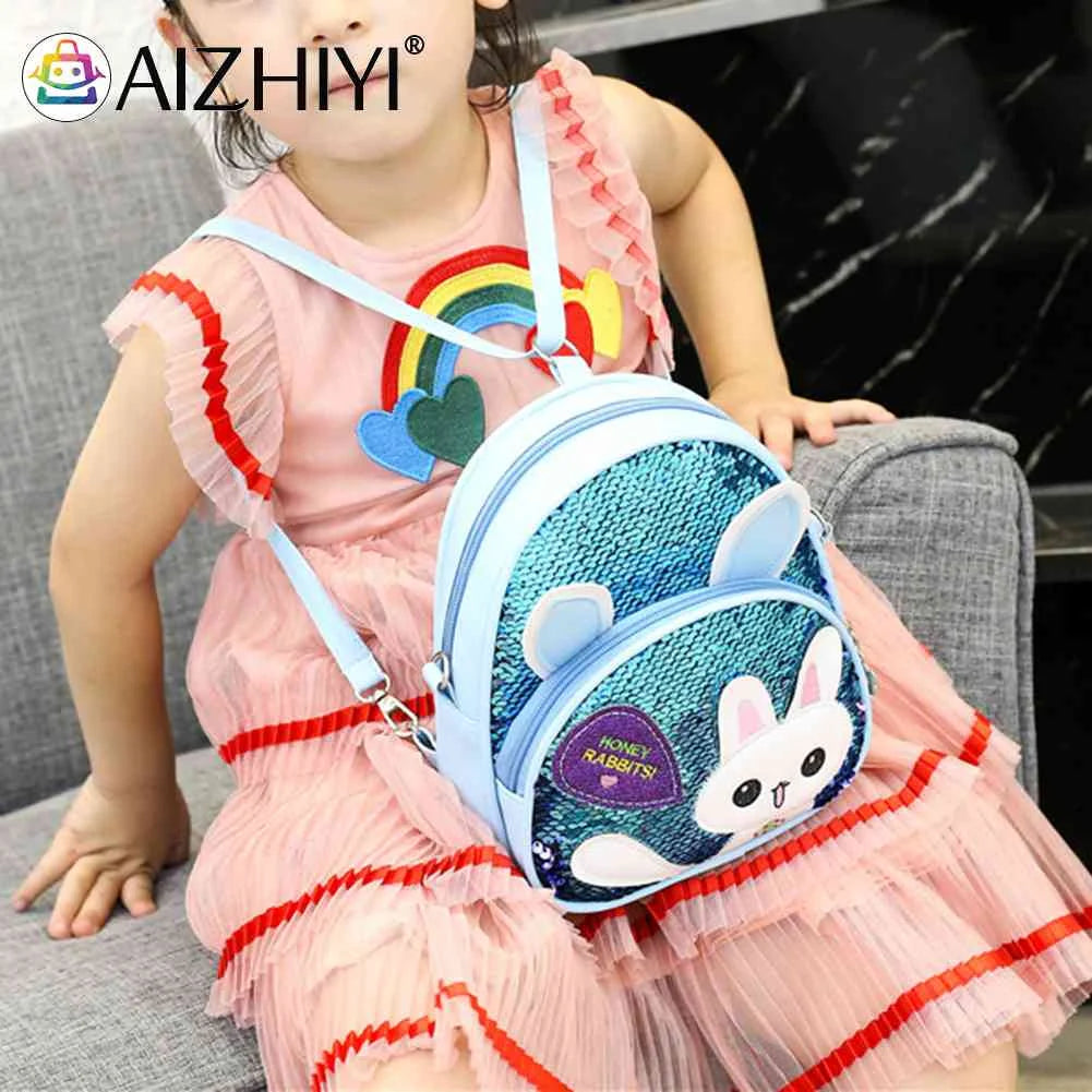 Cartoon Rabbit Ear Sequins Girls Backpack School Book Bag