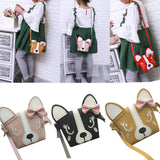 Kids Bowknot Dog Shoulder Bag Baby Purse PU Leather Messenger Bag