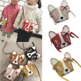 Kids Bowknot Dog Shoulder Bag Baby Purse PU Leather Messenger Bag