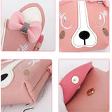 Kids Bowknot Dog Shoulder Bag Baby Purse PU Leather Messenger Bag