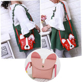 Kids Bowknot Dog Shoulder Bag Baby Purse PU Leather Messenger Bag