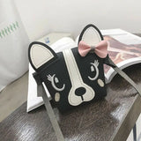 Kids Bowknot Dog Shoulder Bag Baby Purse PU Leather Messenger Bag