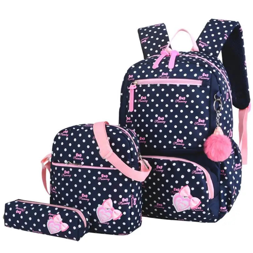 Girls School Bags 3Pcs/Set Printing Schoolbag Backpacks