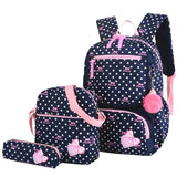 Girls School Bags 3Pcs/Set Printing Schoolbag Backpacks