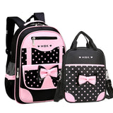 Kids Dot Bow School Backpack Set Primary Schoolbag Satchel Mochila
