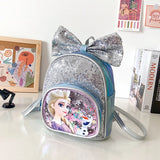 Cartoon Princess Kids Backpack Bow Sequins PU Bag