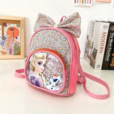 Cartoon Princess Kids Backpack Bow Sequins PU Bag