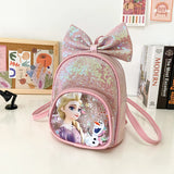 Cartoon Princess Kids Backpack Bow Sequins PU Bag
