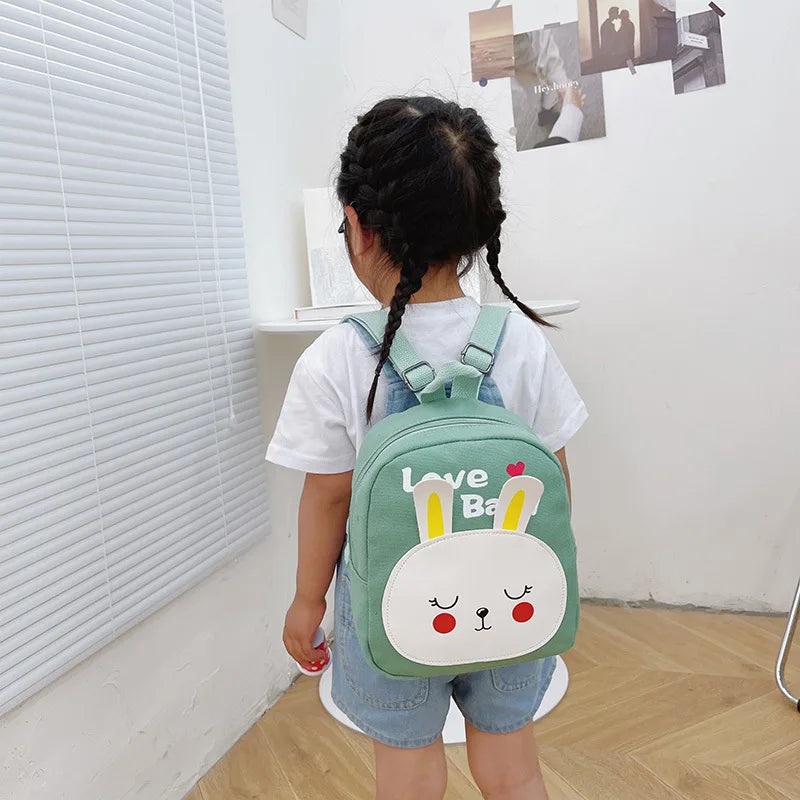 Girls' Cartoon Animal Canvas Pink Backpack