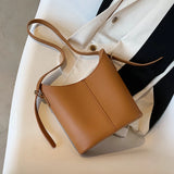 Women's Soft PU Leather Crossbody Bucket Bag