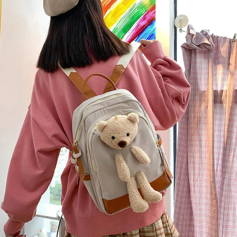 Bear Waterproof Nylon Mini Women Backpack Female Travel Bag Girls Small Backpack